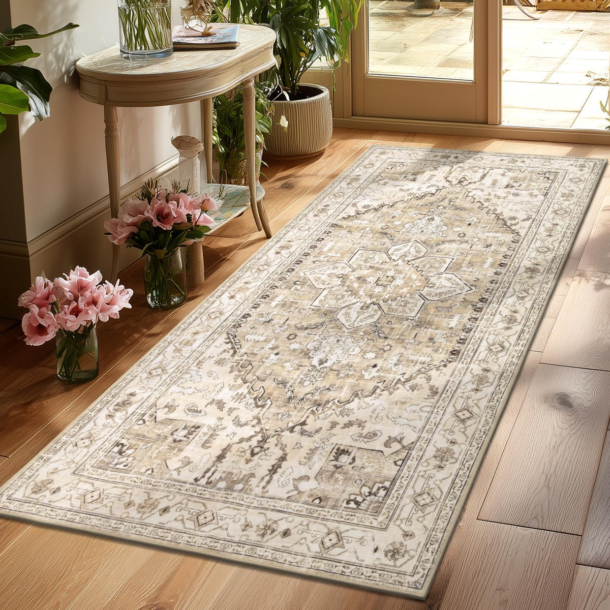 Yamaziot Washable Runner Rug, 2x8 Non-Slip Boho Vintage Hallway Kitchen Rug