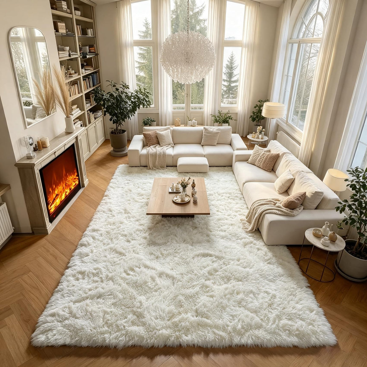 White Runner Rugs for Bedroom Living Room, Fluffy 2x6 Bedside Soft Area Rug