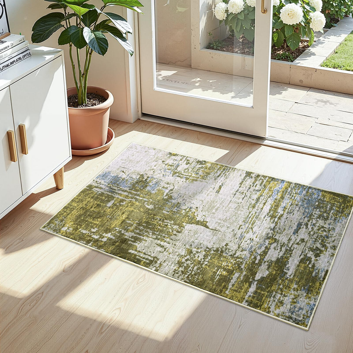 Ompaa 2x6 Rug Runners for Hallways Kitchen Runner Rug Non Slip Washable Grey Long Runner Rugs with Rubber Backing Soft Abstract Carpet Runner for Hallways, Kitchen, Bedroom, Bathroom, Entryway