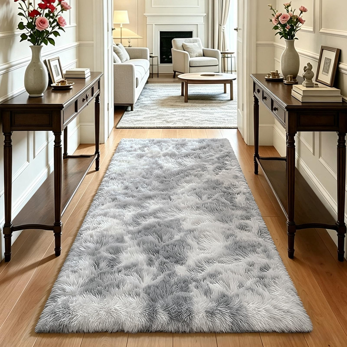 Beige 2x4 Area Rugs for Bedroom, Fluffy Shag Rug Small Rug Bedside Carpet