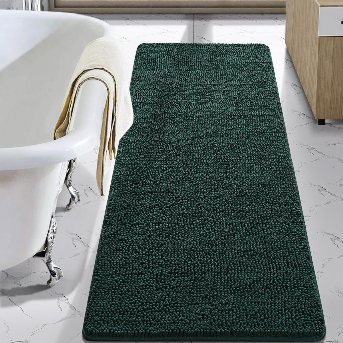 LOCHAS Luxury Bathroom Rug Shaggy Bath Mat 24 x 60 Inch, Gray