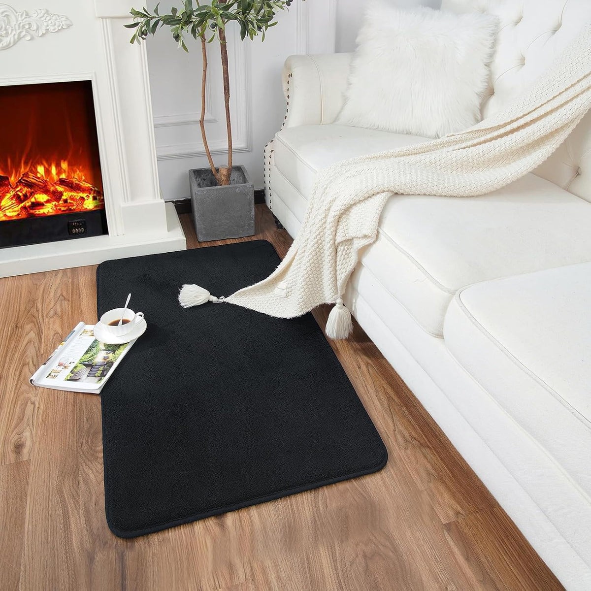 HOMORE 2x3 Small Black Rug, Soft Memory Foam Rugs for Bedroom College Dorm