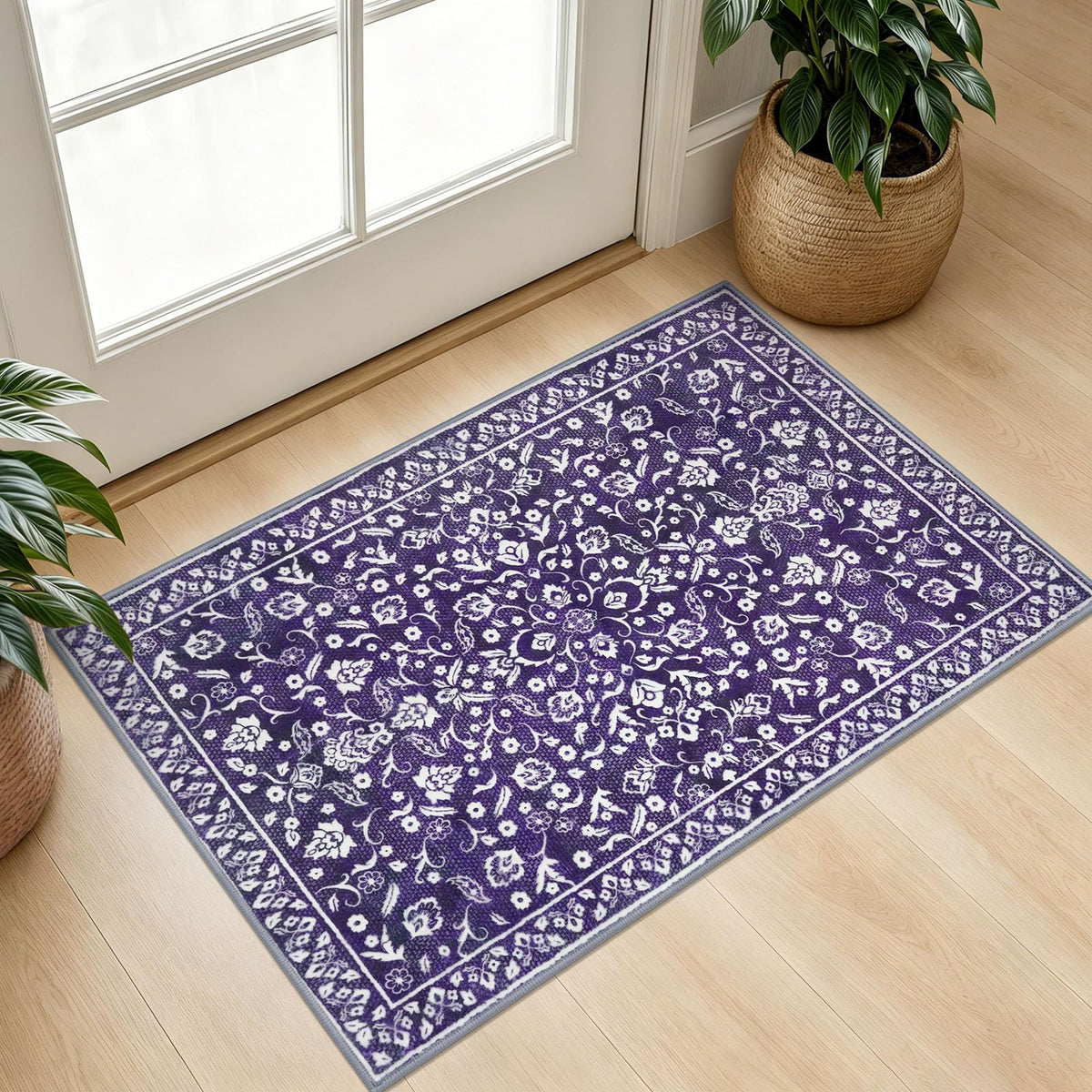 Vintage Washable Entryway Rug 2x3 Small Area Rug Non Slip Door Mat