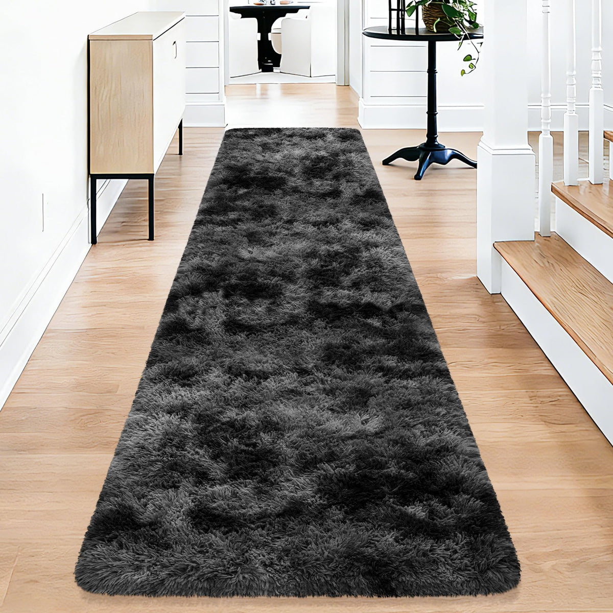Soft Fluffy Beige Runner Rug for Bedroom, Bedside Long Rug Runner