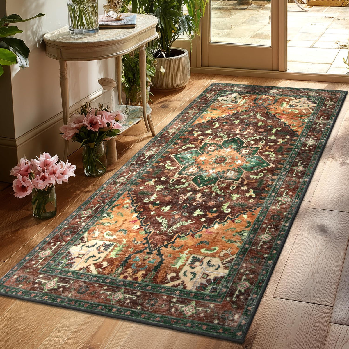 Yamaziot Washable Runner Rug, 2x8 Non-Slip Boho Vintage Hallway Kitchen Rug