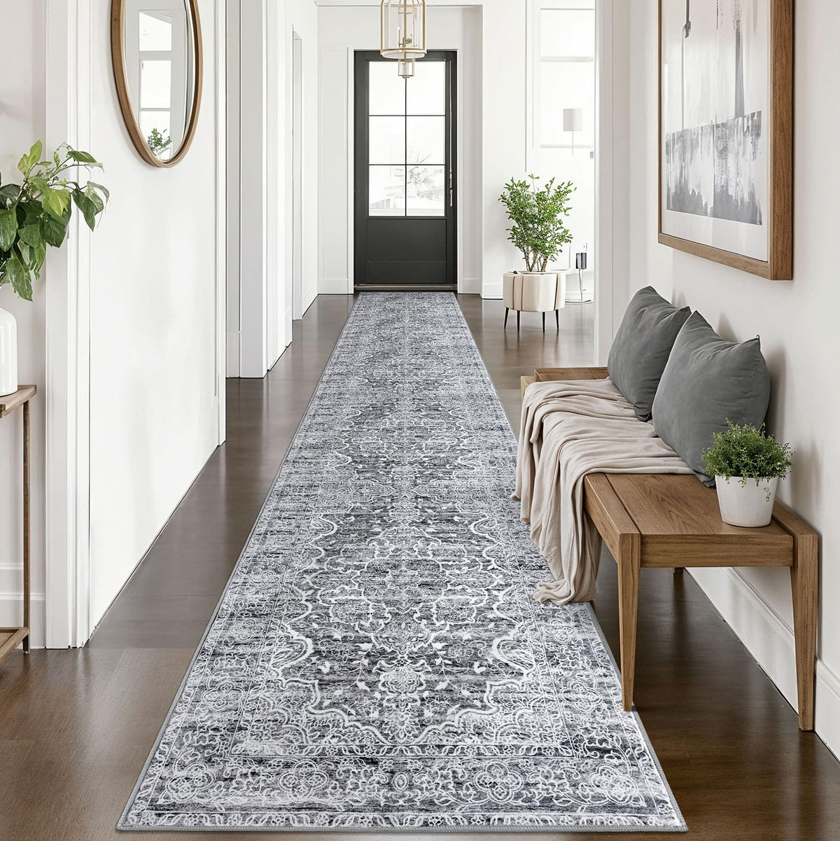 KUTA Entryway Rugs Indoor Washable Small Area Rug 2x3 Blue Entrance Carpet