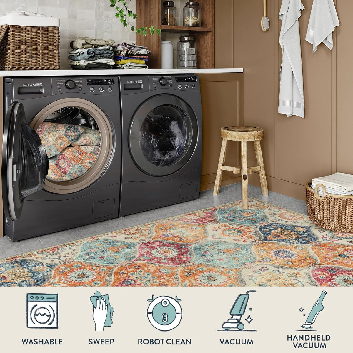 Lahome Washable Rugs for Entryway, 2x3 Kitchen Rugs Non Slip Washable
