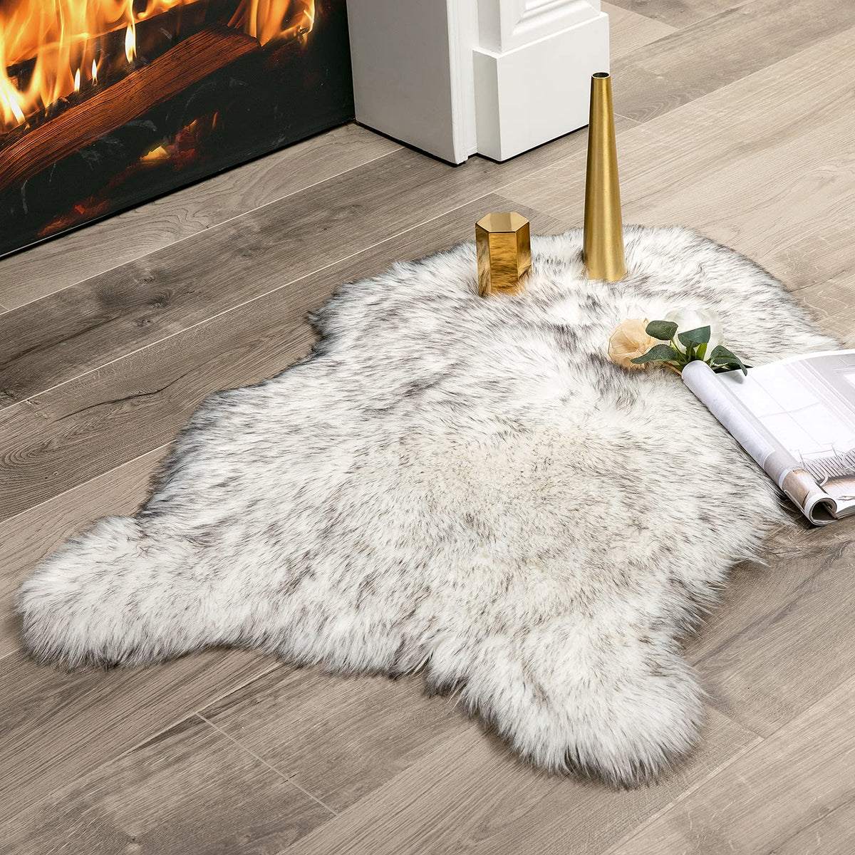 MIULEE Fluffy Area Rug 3x5 ft Faux Fur Sheepskin Rug for Bedroom White