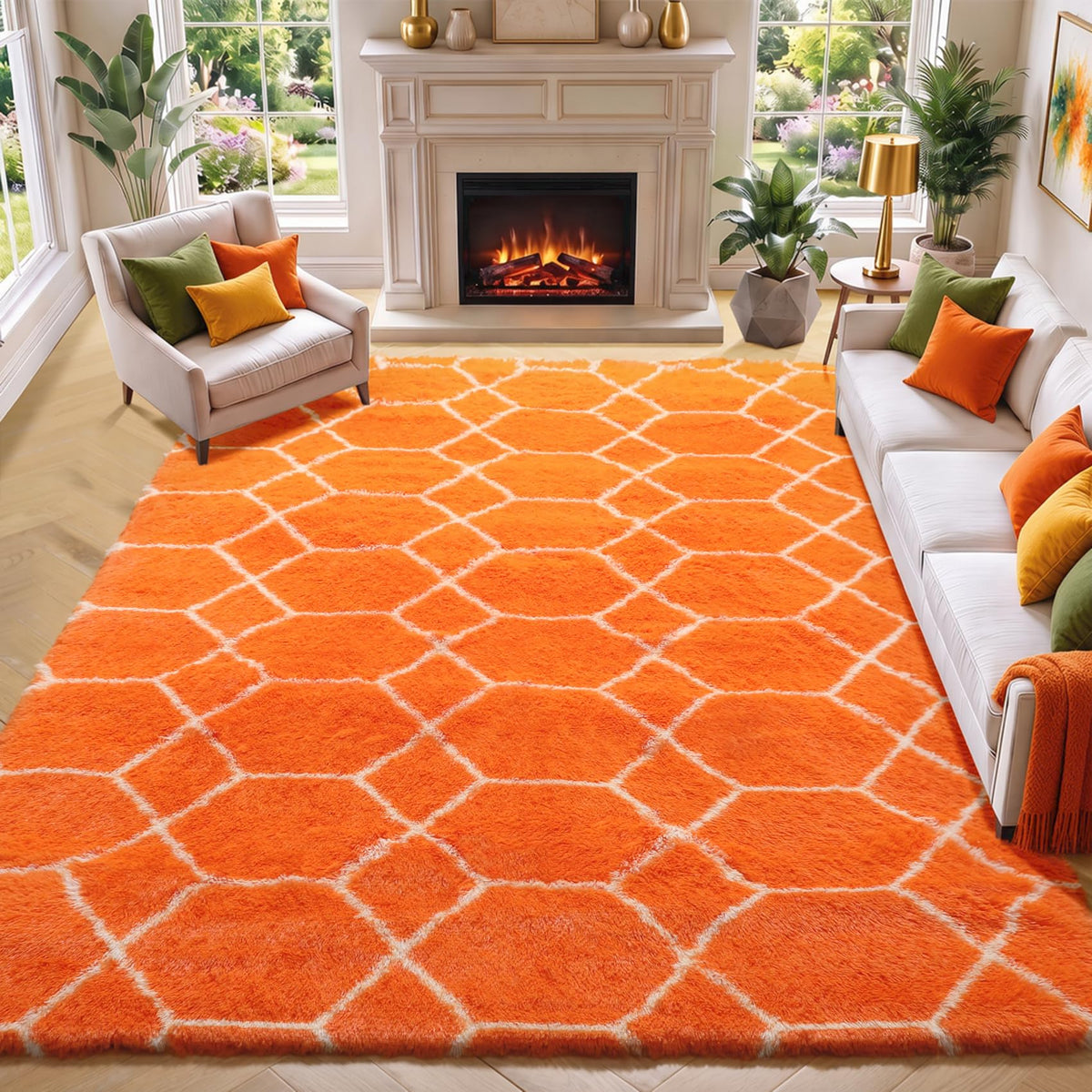 White Runner Rugs for Bedroom Living Room, Fluffy 2x6 Bedside Soft Area Rug