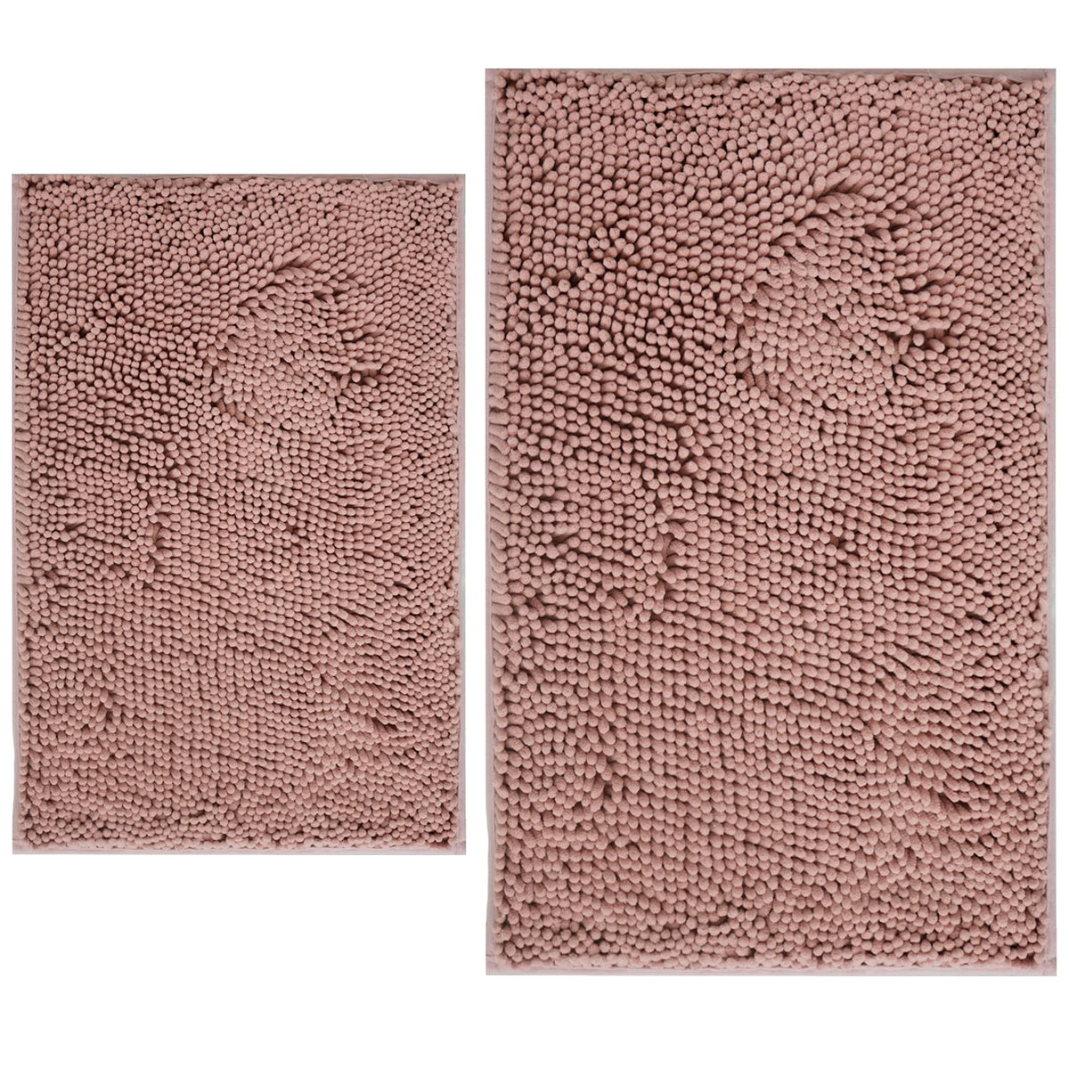 BOANKODU Bathroom Rugs Sets 2 Piece, Extra Soft Chenille Bath Mat Absorbent Bathroom Rug, Bathroom Mat with PVC Non-Slip Bottom, Machine Washable Bath Rugs (32x20 Inch + 24x16 Inch, Light Grey)