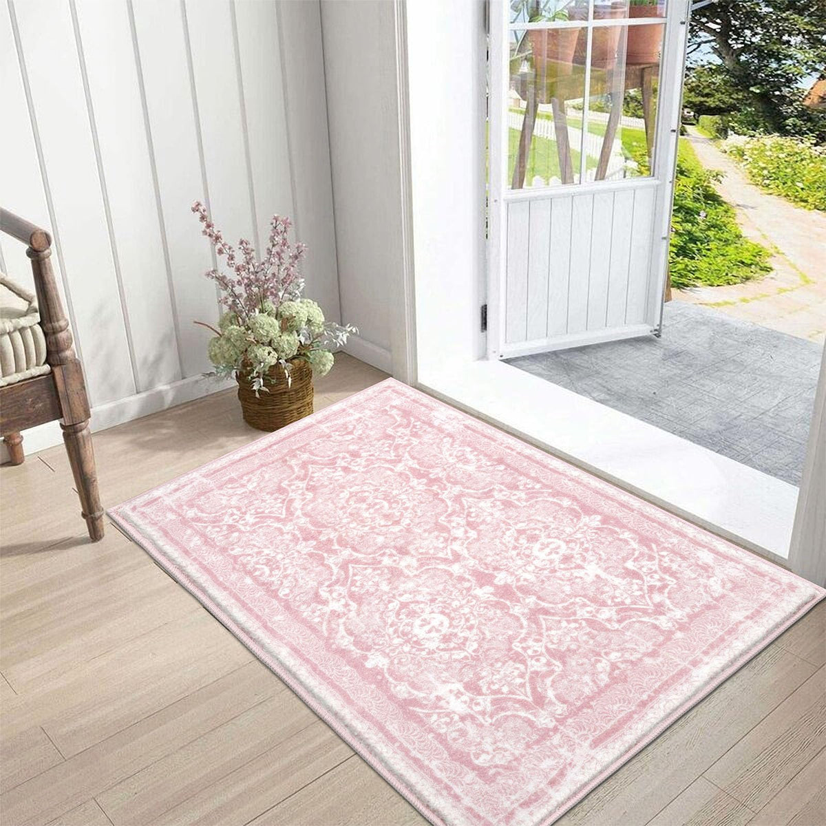 Vaukki Hallway Runner 2x6 ft, Grey Vintage Shaggy Soft Kitchen Rug