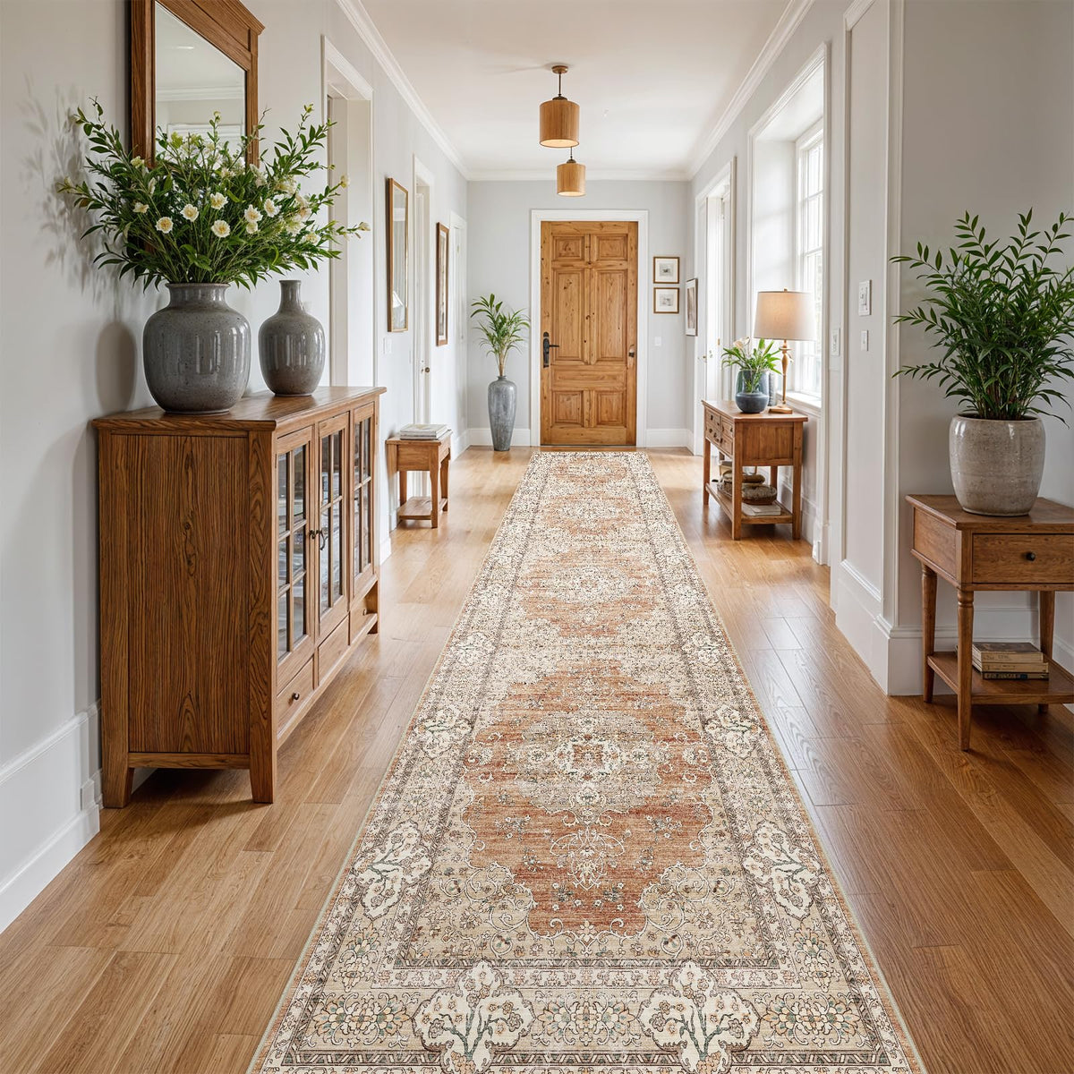 2x3 Washable Entryway Area Rug - Non-Slip Boho Throw Rugs Beige Gray