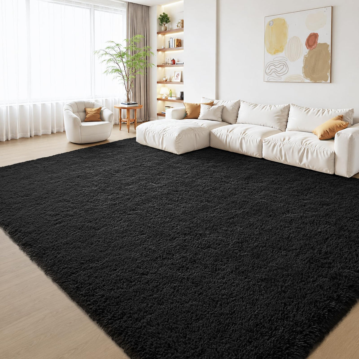 Zentavio 2x6 Runner Rugs for Hallway Shag Soft Bedroom Bedside Rugs Non Slip Fluffy Carpet for Kids Girls Boys Home Decor Aesthetic Dorm Nursery Tie-Dyed Black Grey