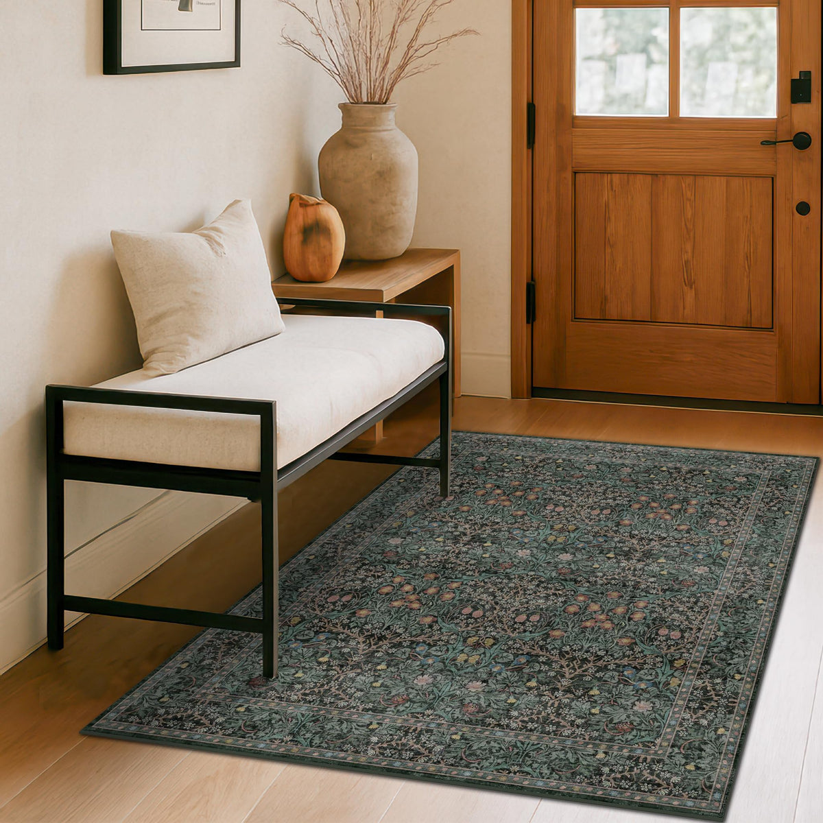 Washable Plum Purple Runner Rug 2x6 - Boho Rug Runner for Bathroom, Kitchen, Indoor Entryway, Low Pile Violet Carpet for Bedroom Bedside, Laundry Room, Hallway Mats for Floor, Stain Resistant