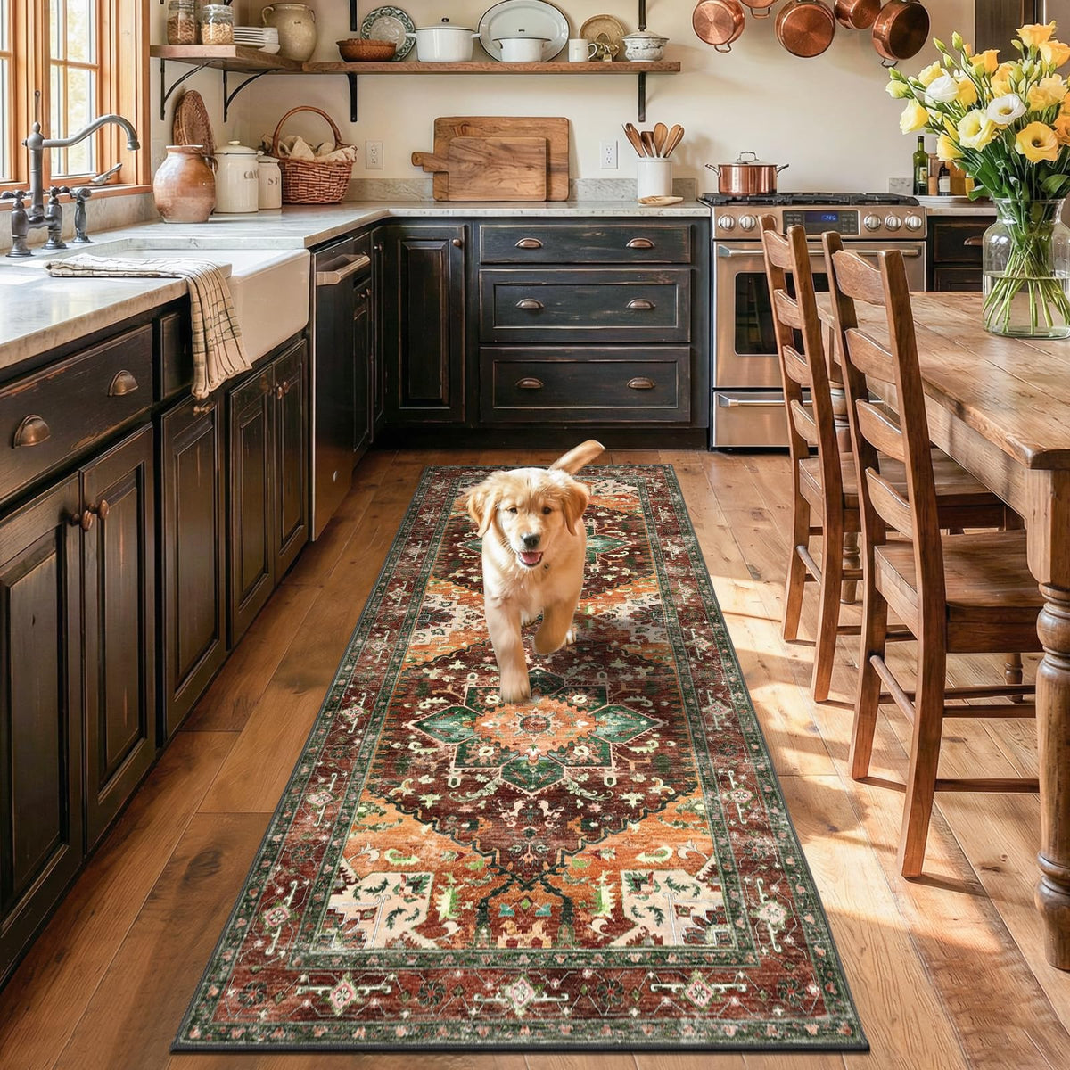 Yamaziot Washable Runner Rug, 2x8 Non-Slip Boho Vintage Hallway Kitchen Rug