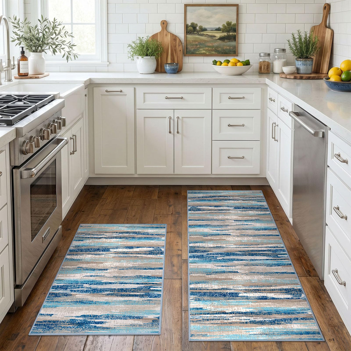 Lansny Abstract Washable 2x6 Runner Rug Non Slip Runners for Hallway