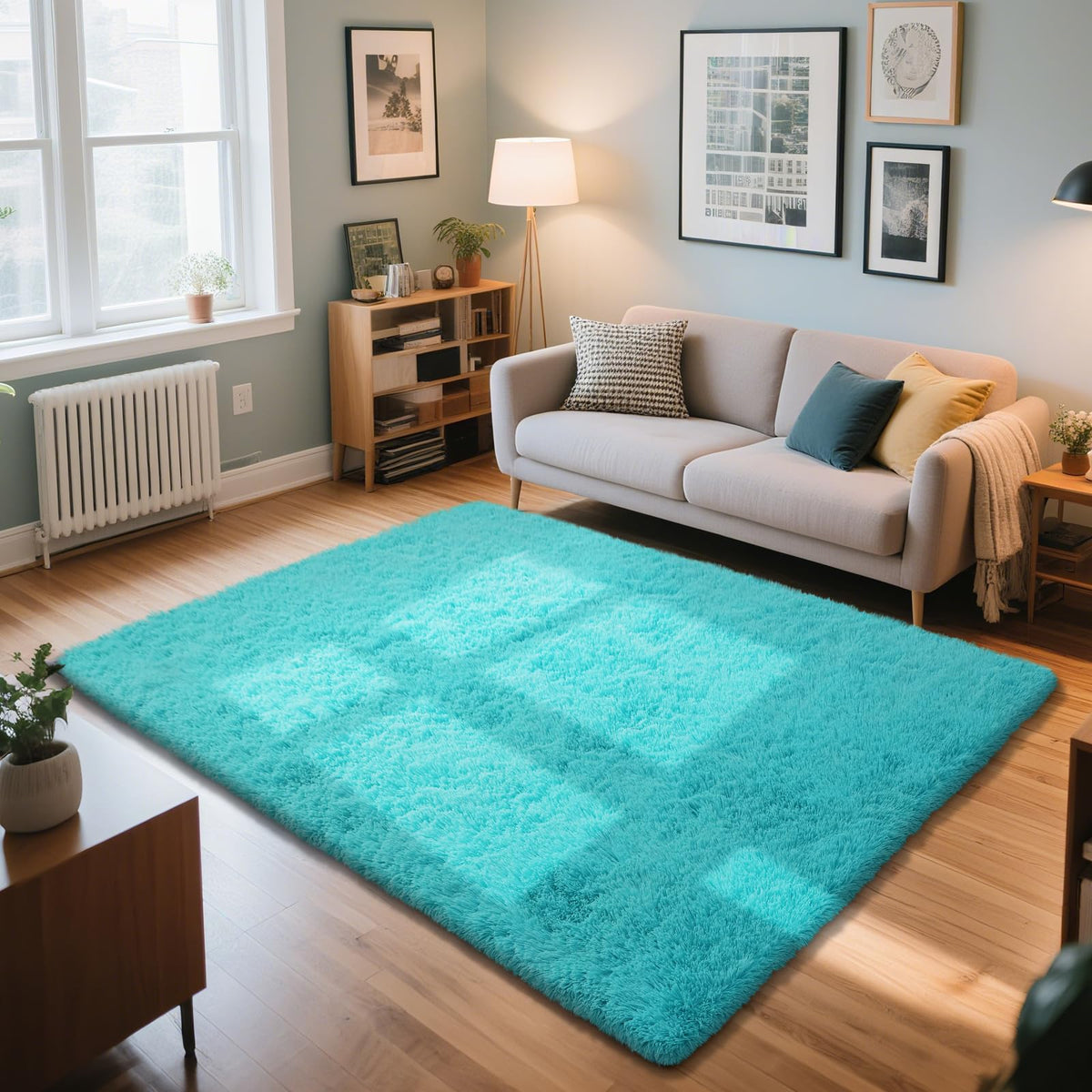 Beige 2x4 Area Rugs for Bedroom, Fluffy Shag Rug Small Rug Bedside Carpet