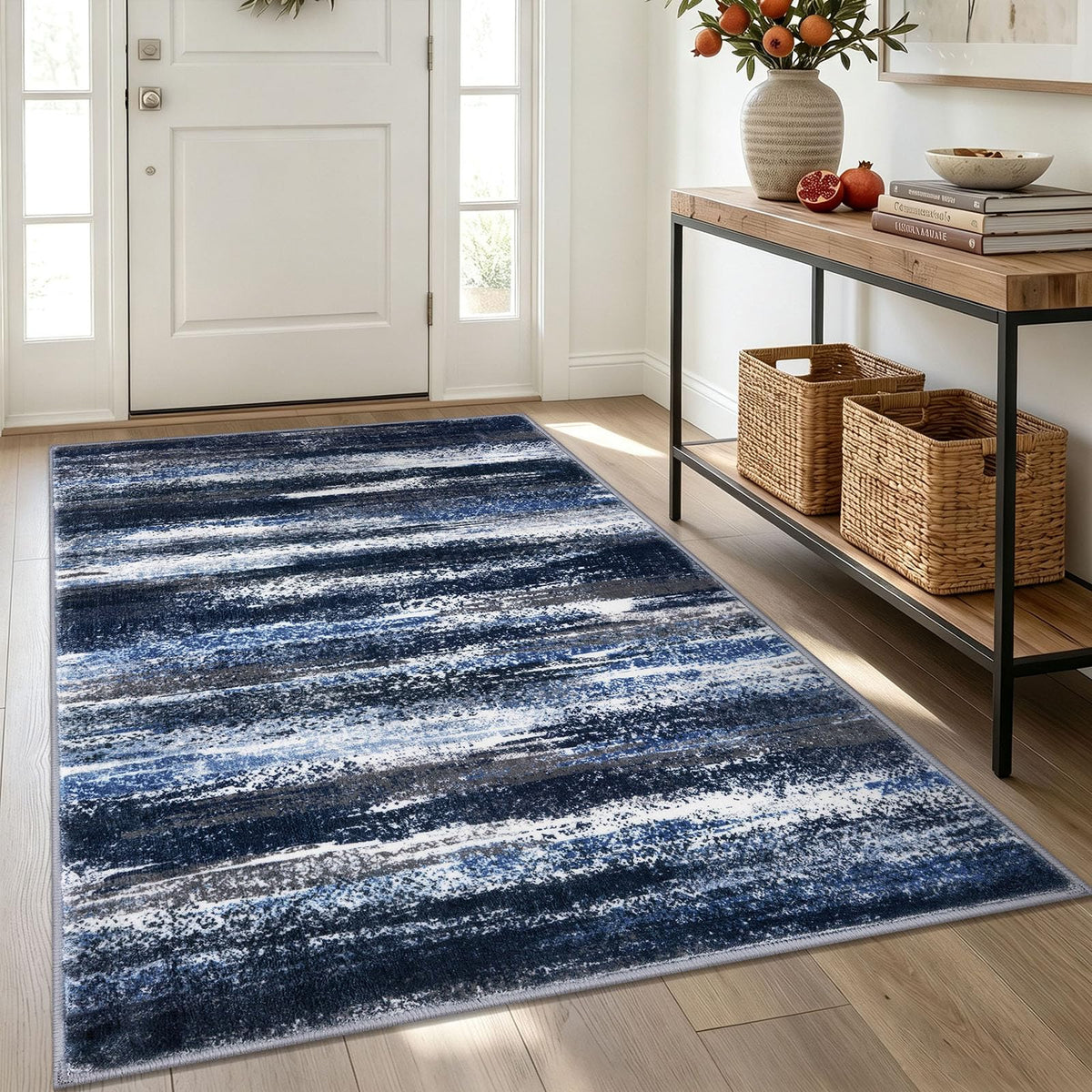 Lansny Abstract Washable 2x6 Runner Rug Non Slip Runners for Hallway