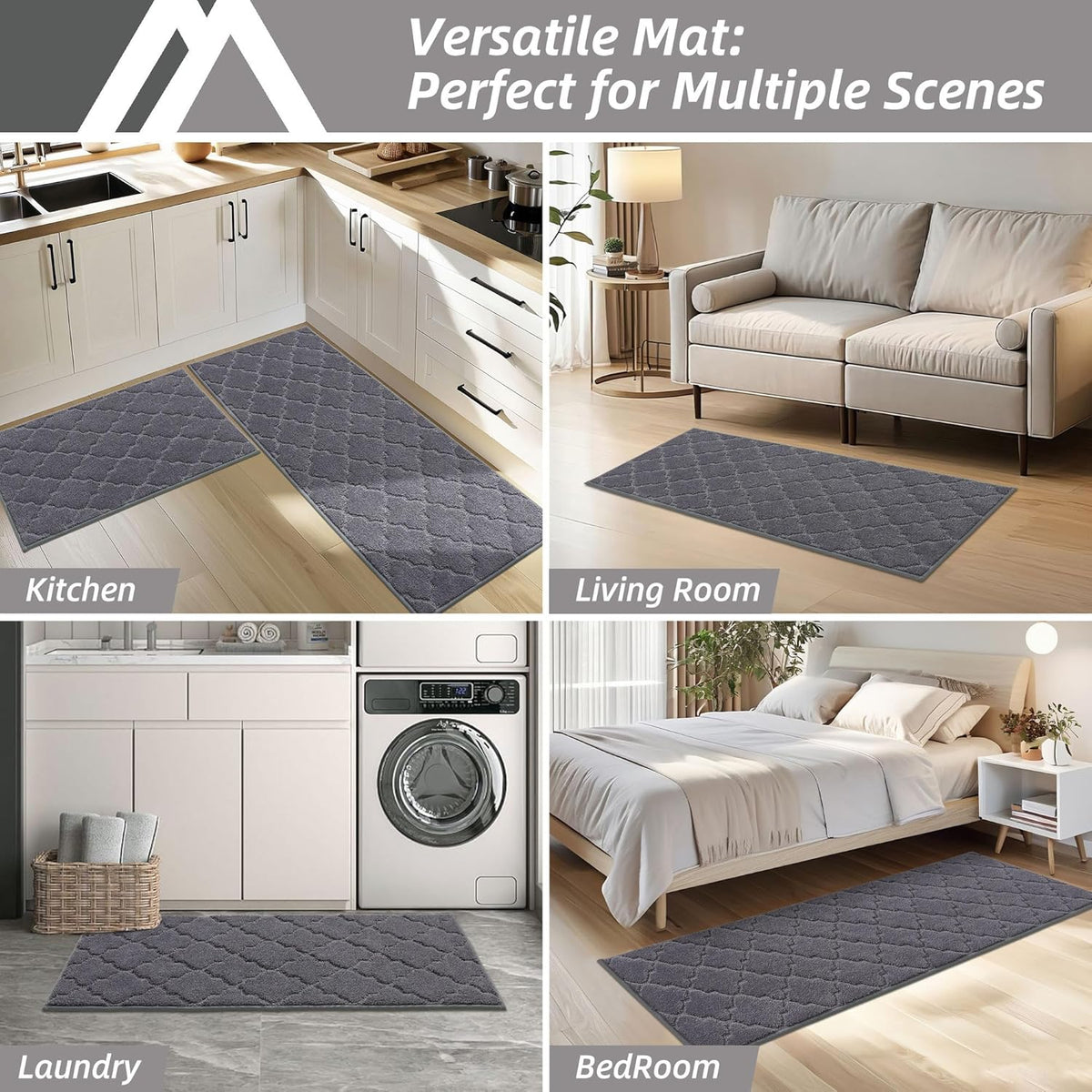 COSY HOMEER Soft Kitchen Floor Mats and Rugs Non Slip 20"x59",Dark Grey