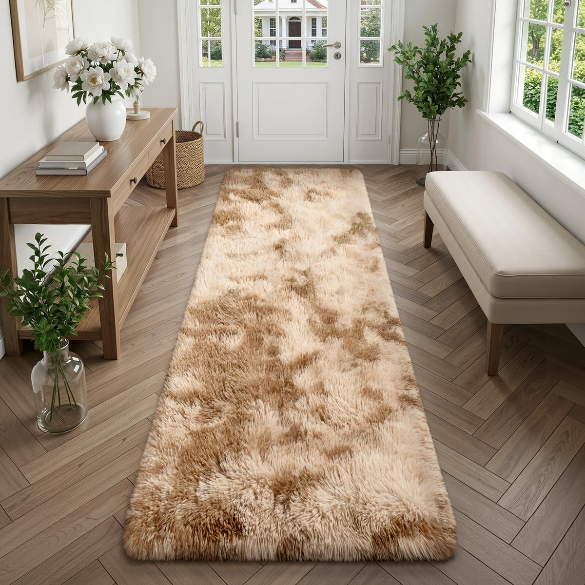 Deerhoo Runner Rugs 2x6 for Hallways Bedroom, Light Grey