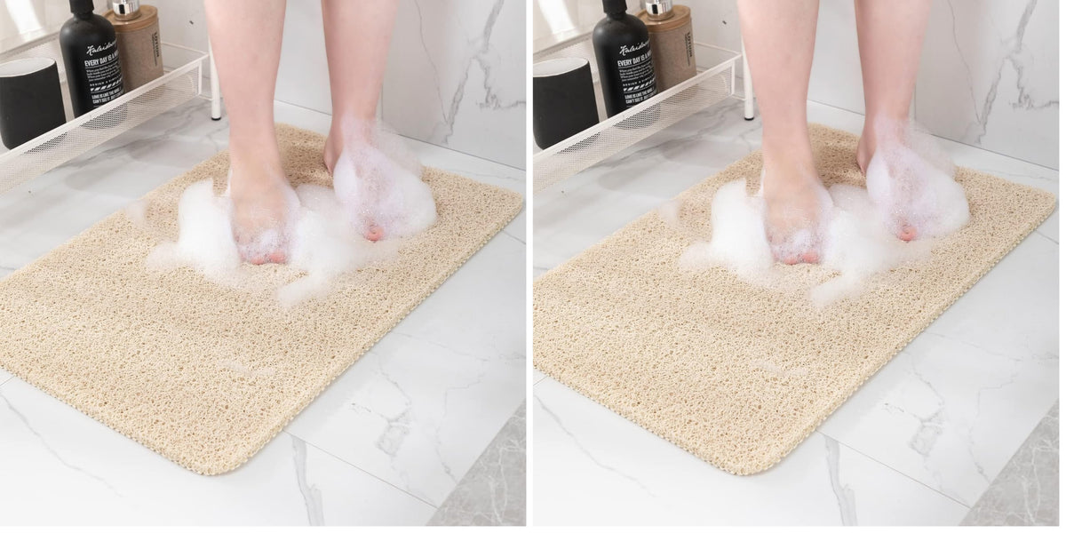 Hargiis Non Slip Bathtub Mat, Anti Slip Shower Mat, Fast Drying Bath Tub Mats, Foot Scrubber Mat, Anti Slip Mat for Tub, Floor, Bathroom, Home, Kitchen, Hotel (Beige 24"x16")
