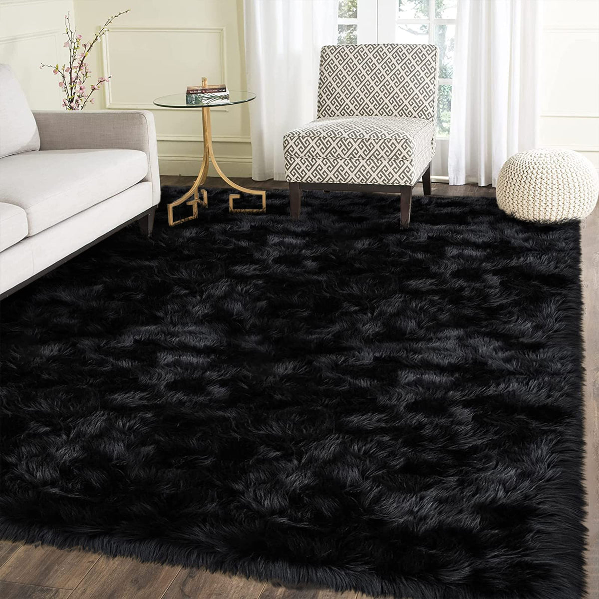 Latepis White Sheepskin Rug 2x3 Faux Fur Sheepskin Rug for Living Room Fluffy Washable Rugs for Bedroom Luxury Room Decor Furry Rugs Rectangle