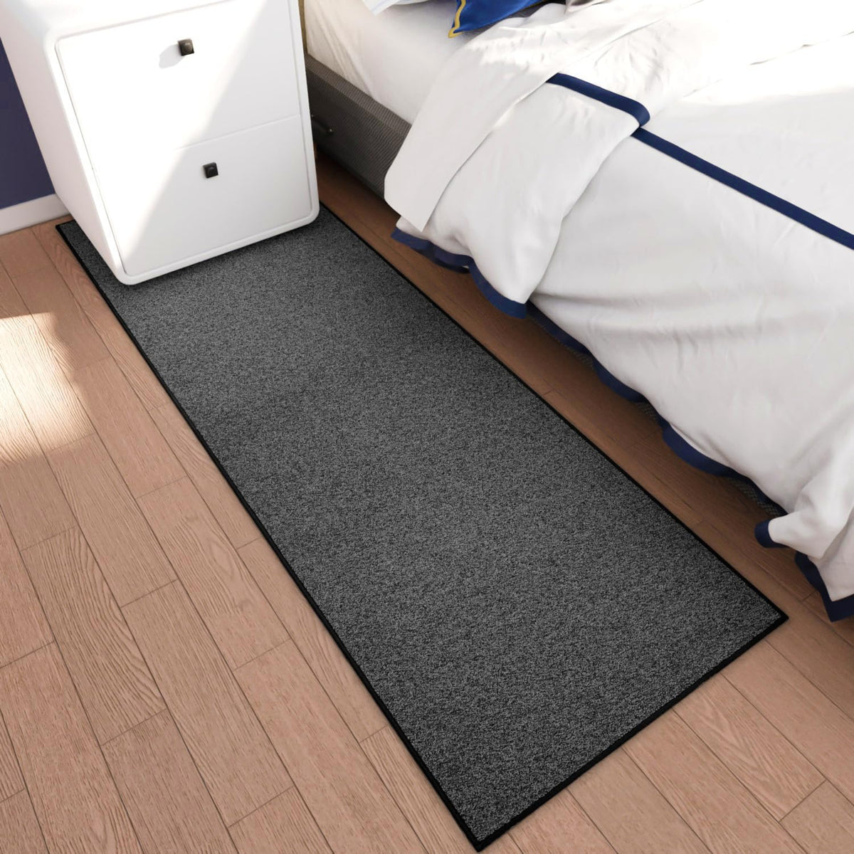 AREDO Runner Rug with Non Slip Rubber Backing 2*6 ft, Washable Soft Floor Carpet for Kitchen, Hallway, Entryway Indoor, Bedroom, Laundry, Low Pile Area Rugs, Solid color with Pointillism style, BLACK