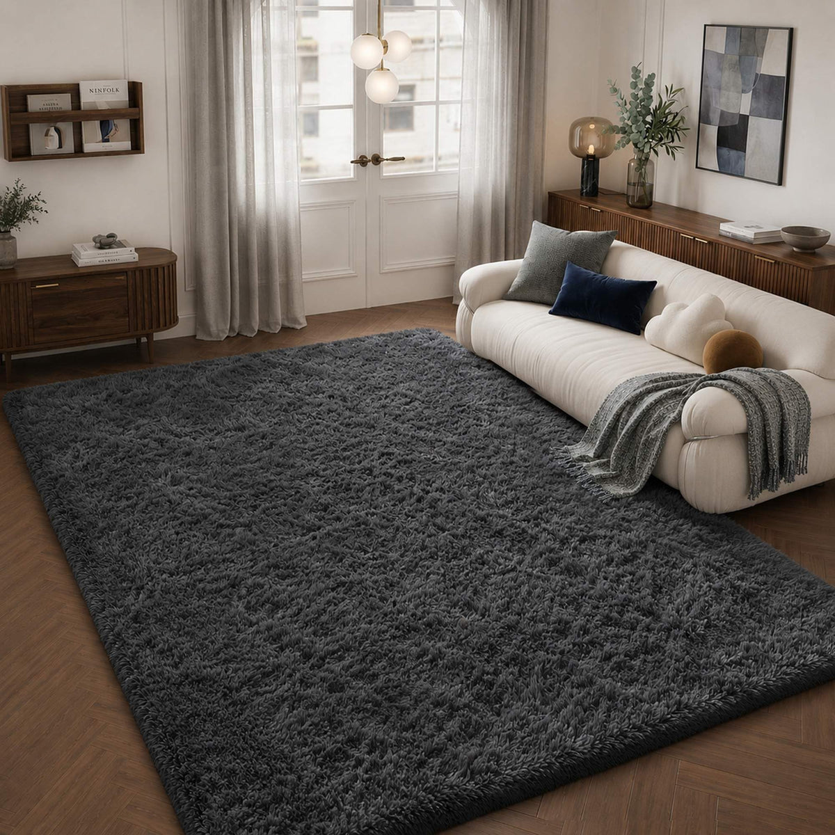 Baby Pink Fluffy Area Rug, Soft Washable, 2x5 Ft for Bedside