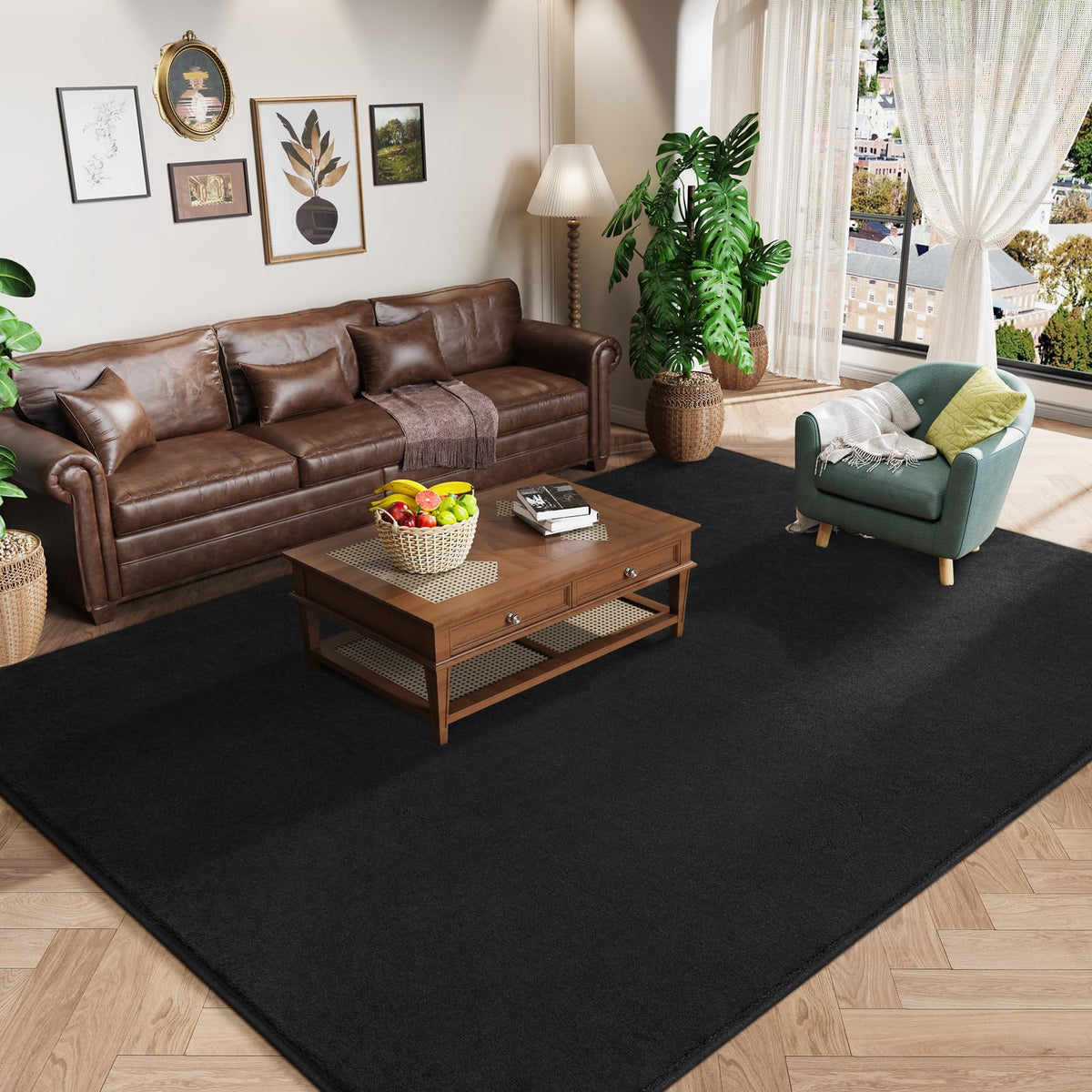 Amearea Modern Soft Hallway Runner Rug, 2x6 Feet Black Washable Runner Rugs
