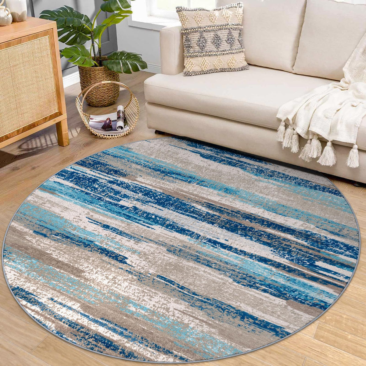 Lansny Abstract Washable 2x6 Runner Rug Non Slip Runners for Hallway