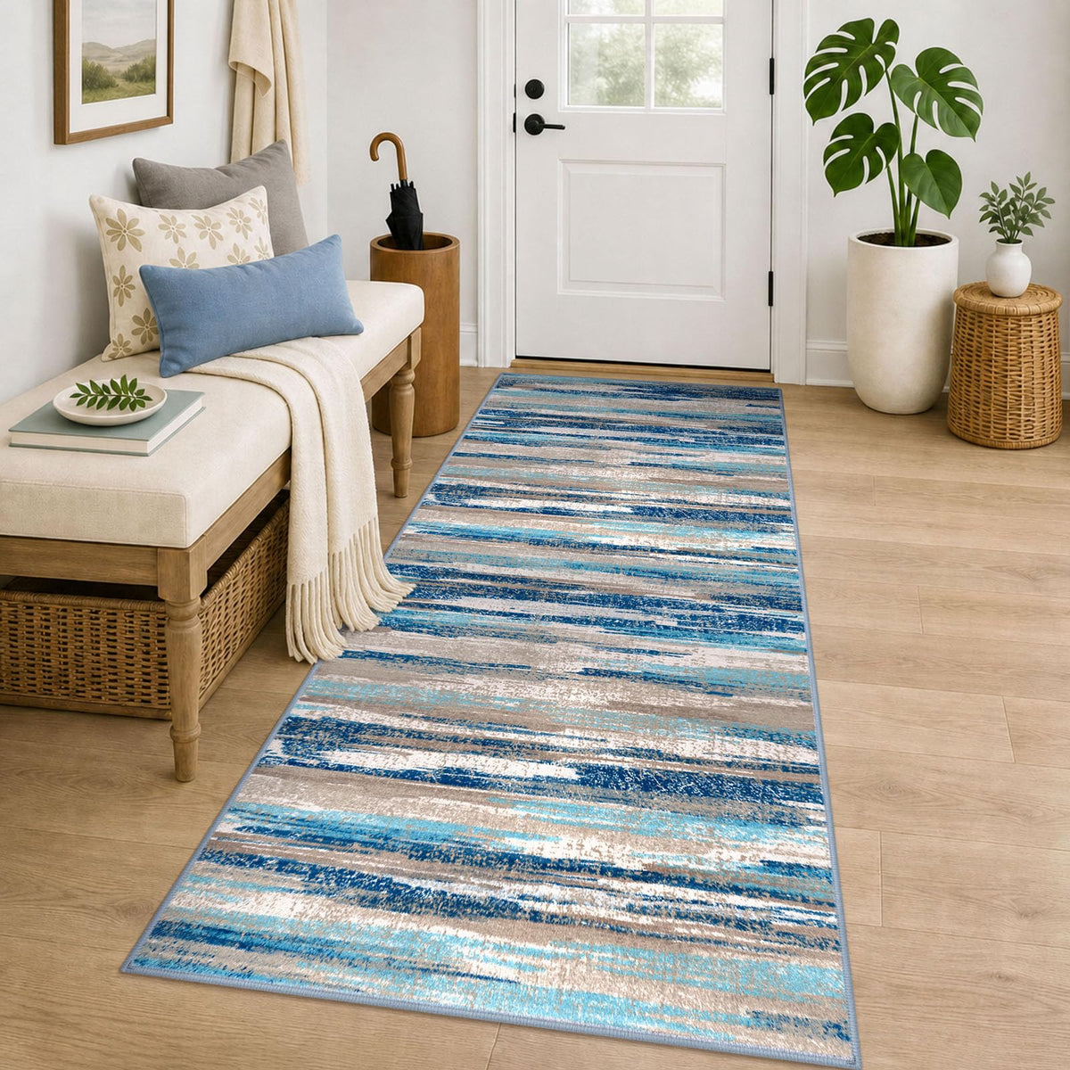 Lansny Abstract Washable 2x6 Runner Rug Non Slip Runners for Hallway