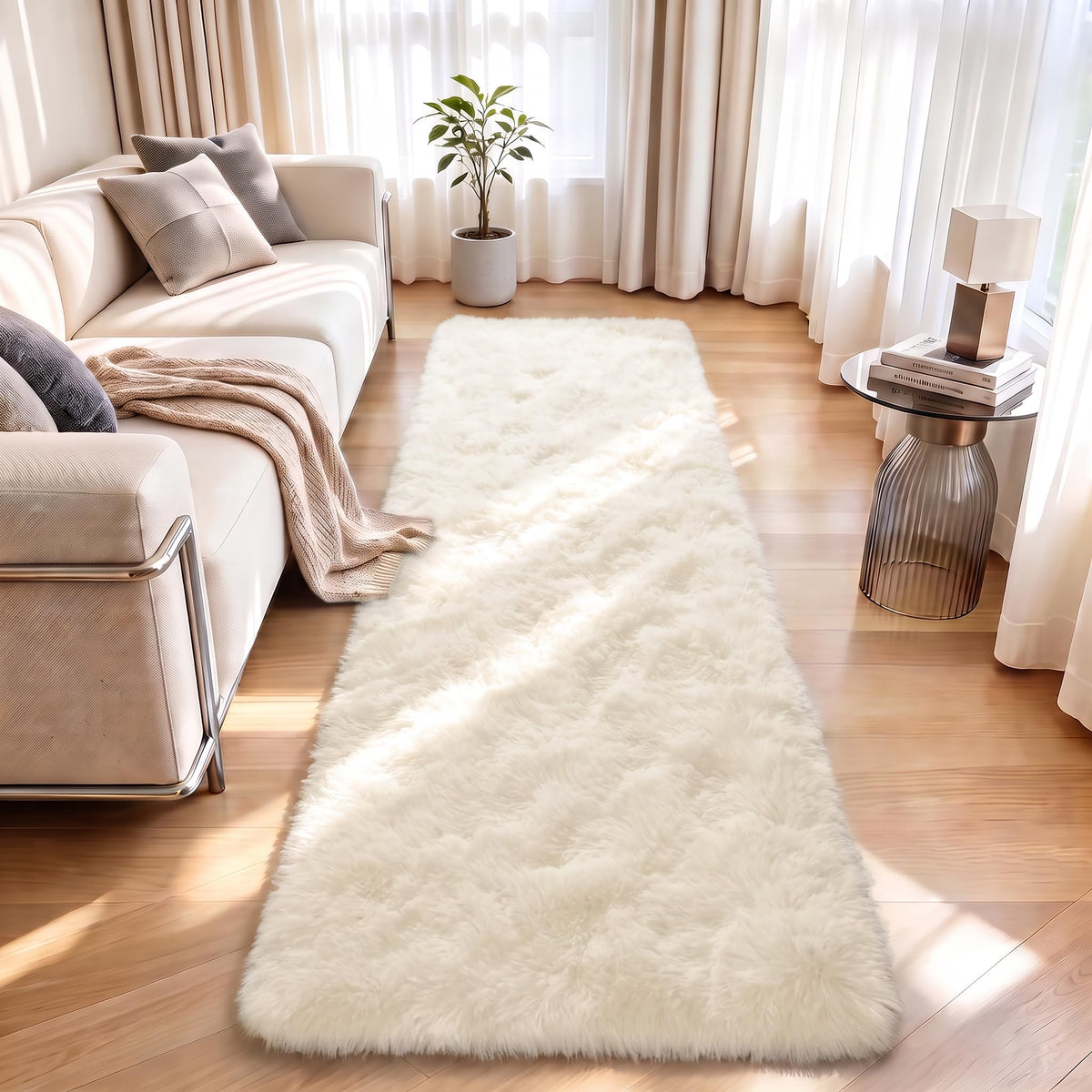 LOCHAS 2x3 Area Rugs Fluffy Living Room Carpets for Kids Bedroom, Brown