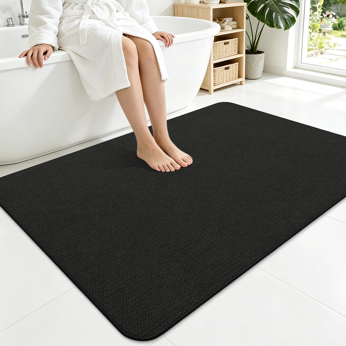 Smiry Ultra Thin Bath Mat 30X20, Non Slip Rubber Washable Bathroom Rugs