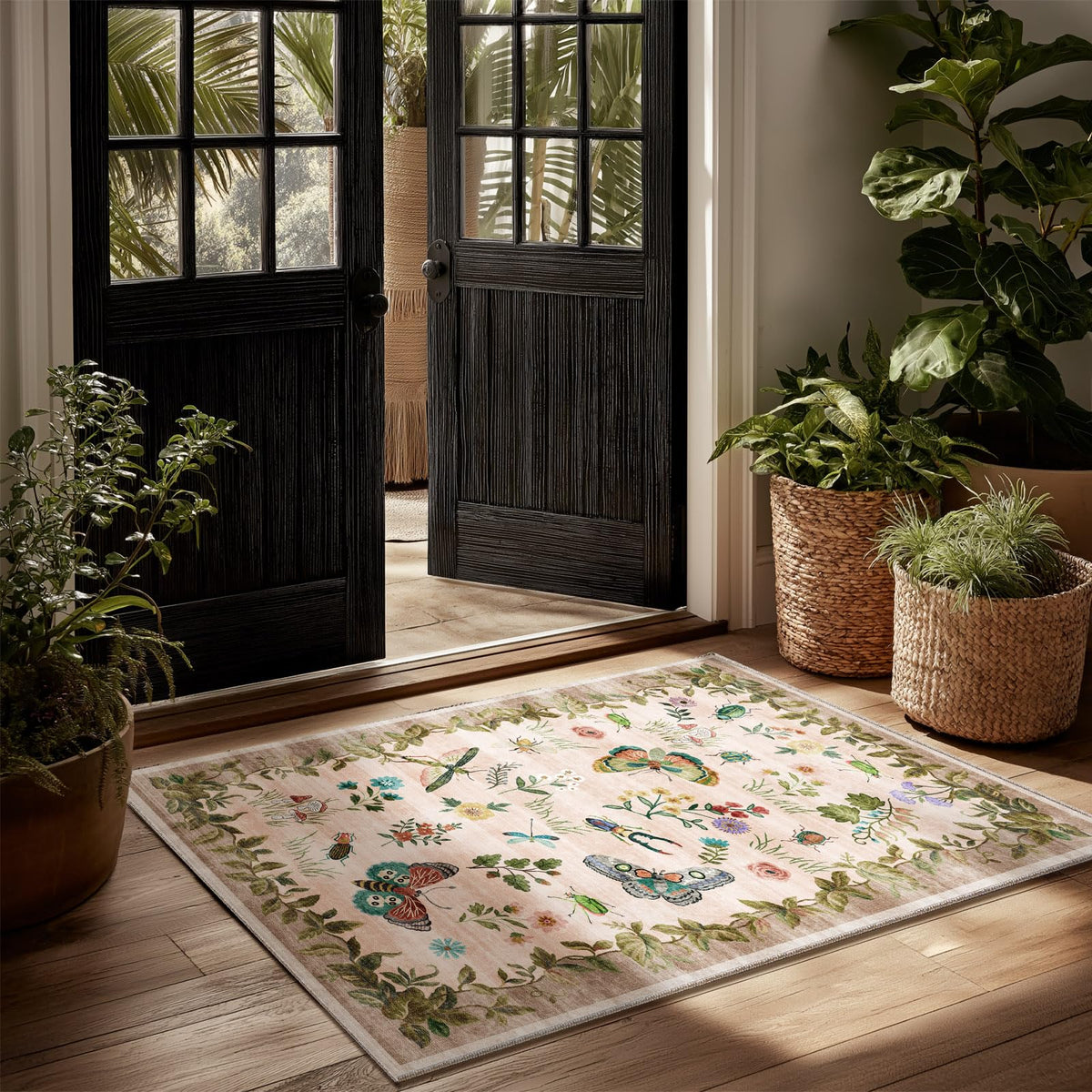 Machine Washable Small Rugs for Entryway: Door Mat Indoor Entrance 2x3 Throw Rug Non-Slip Low Pile Soft Kitchen Rugs for Front Door Indoor Entrance Entry Bedside Kids Room