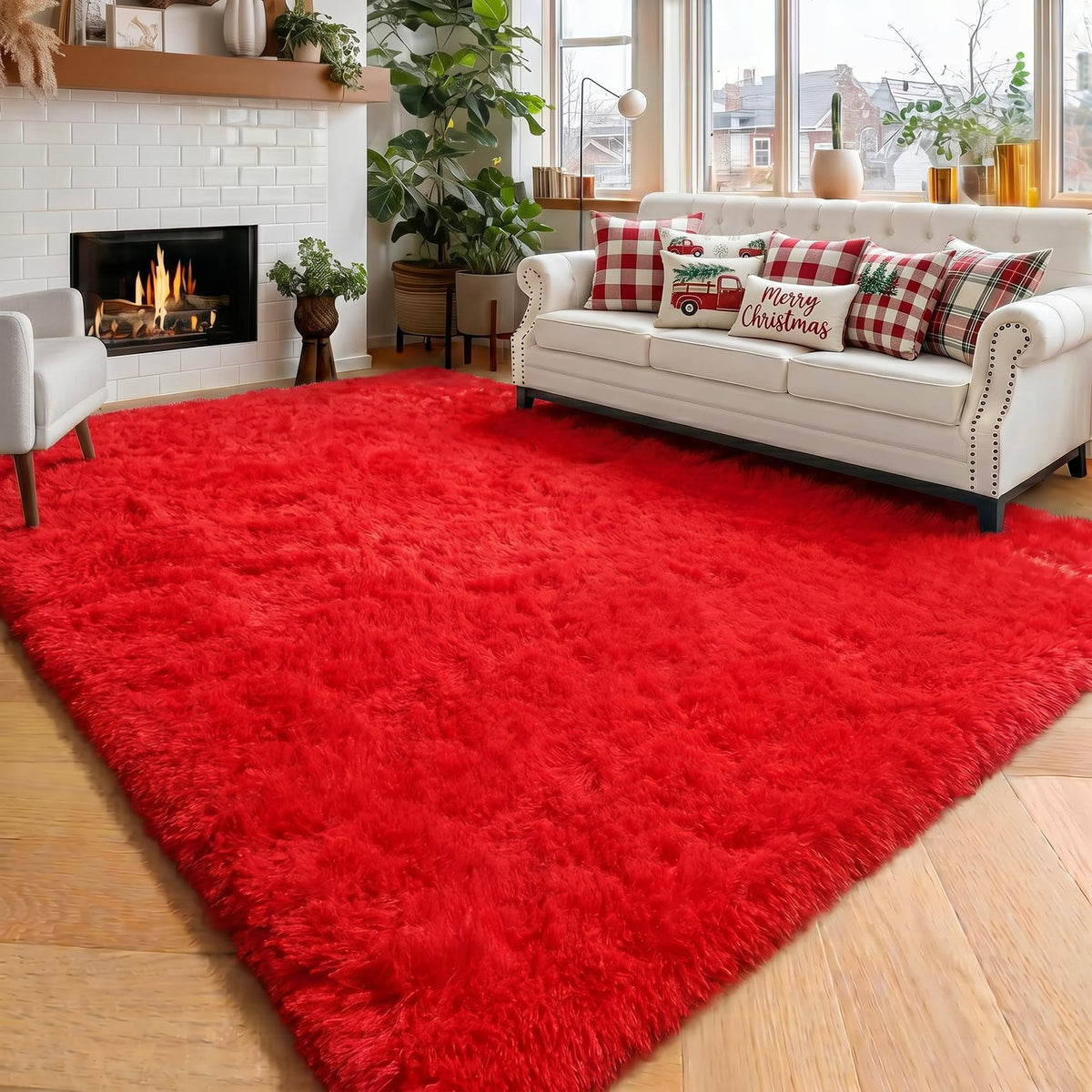 Amdrebio Burnt Orange Fall Shag Runner Area Rug 2x6 for Bedroom Living Room