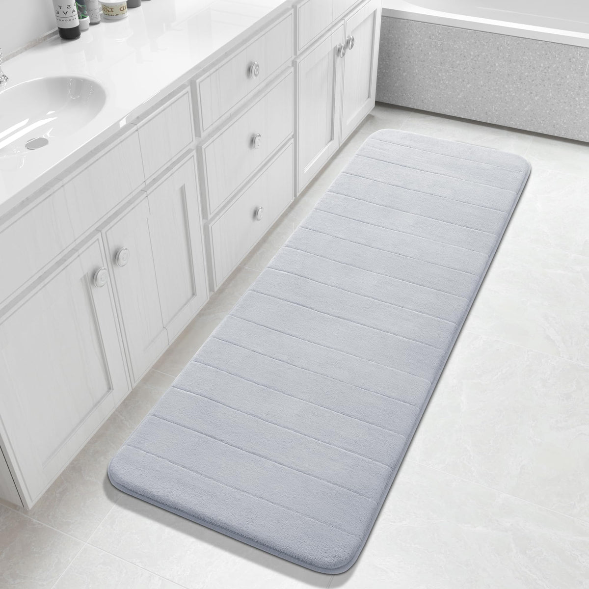 Yimobra Memory Foam Bath Mat, Super Soft & Absorbent Bathroom Rug, Grey