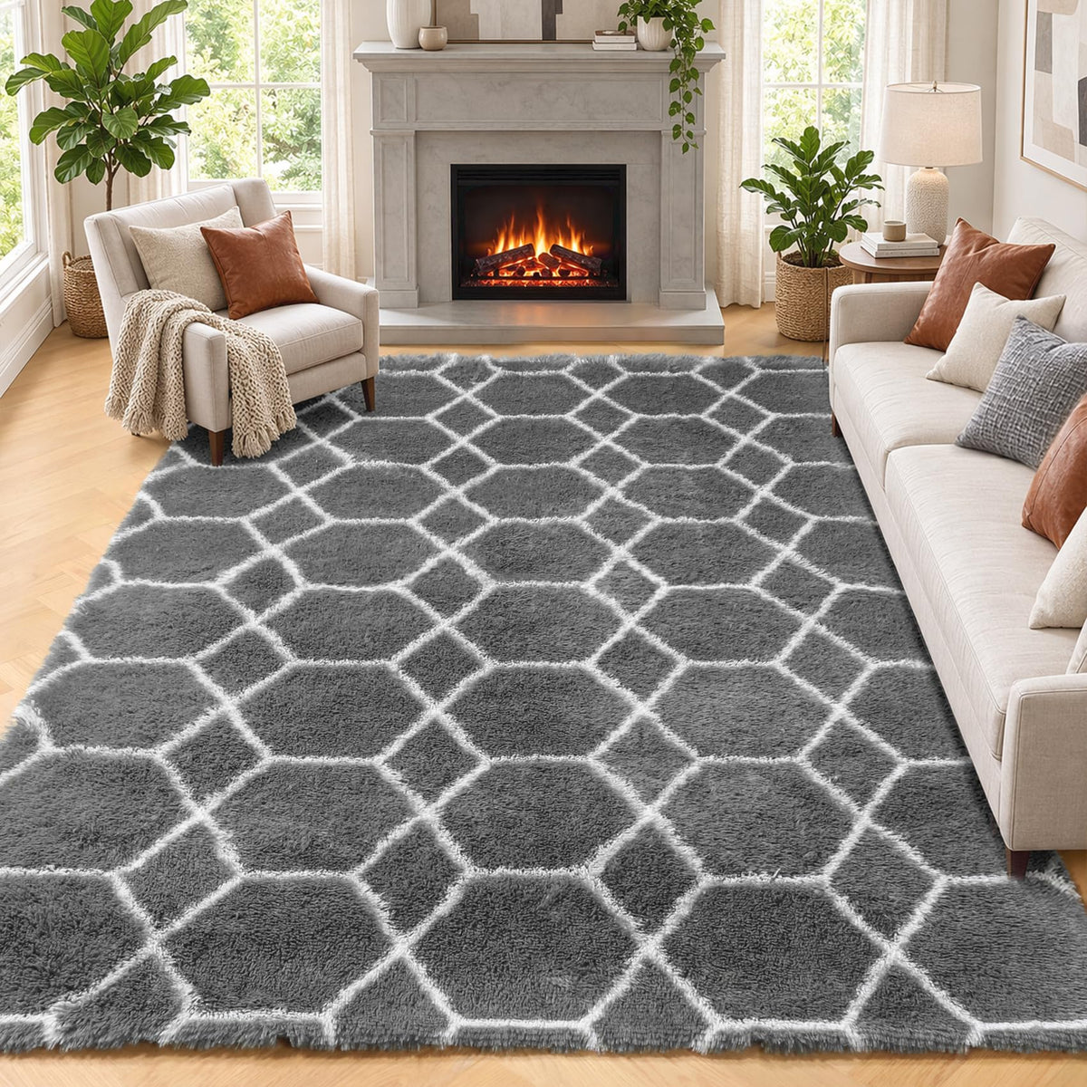 White Runner Rugs for Bedroom Living Room, Fluffy 2x6 Bedside Soft Area Rug