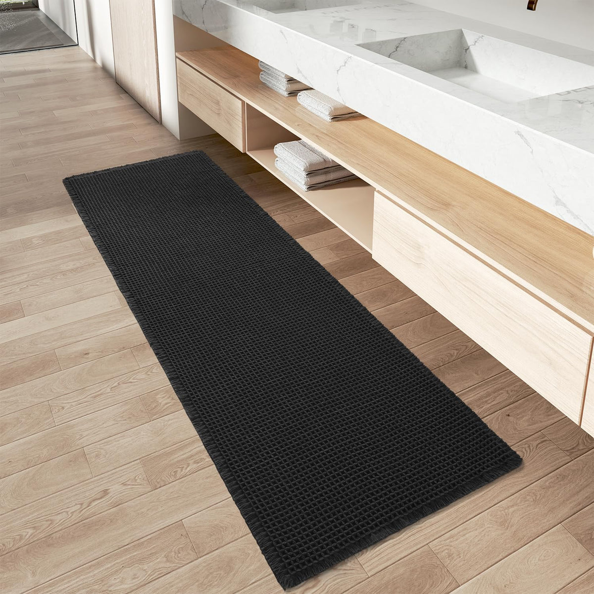 Upgraded Waffle Bath Mat Ultra Absorbent Non Slip Bathroom Mat, 17" x 24"