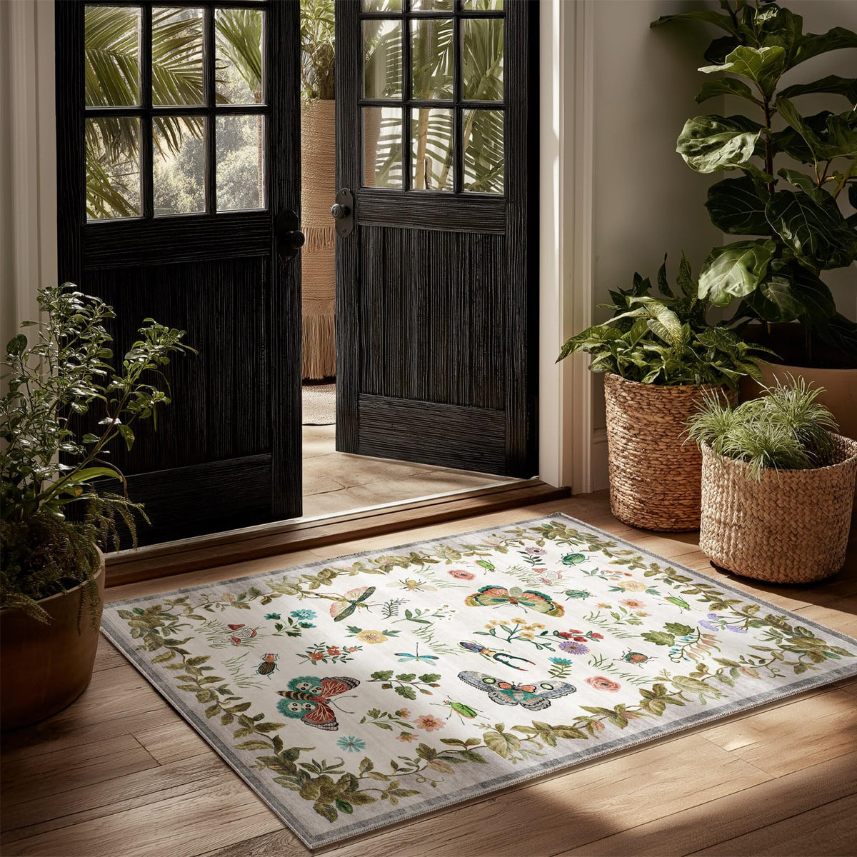 Machine Washable Small Rugs for Entryway: Door Mat Indoor Entrance 2x3 Throw Rug Non-Slip Low Pile Soft Kitchen Rugs for Front Door Indoor Entrance Entry Bedside Kids Room