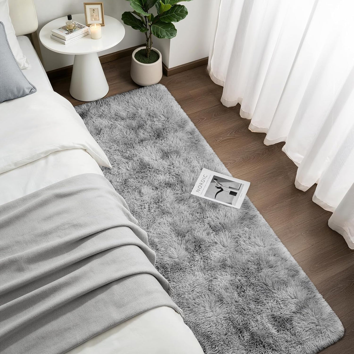 Deerhoo Runner Rugs 2x6 for Hallways Bedroom, Light Grey
