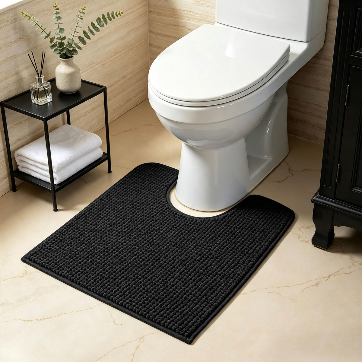 SUBRTEX Bathroom Rugs Chenille Bath Rug Soft Short Plush Bath Mat Soft Shower Mat Water Absorbent Shower Mat Quick Dry Machine Washable(White,18" x 24")