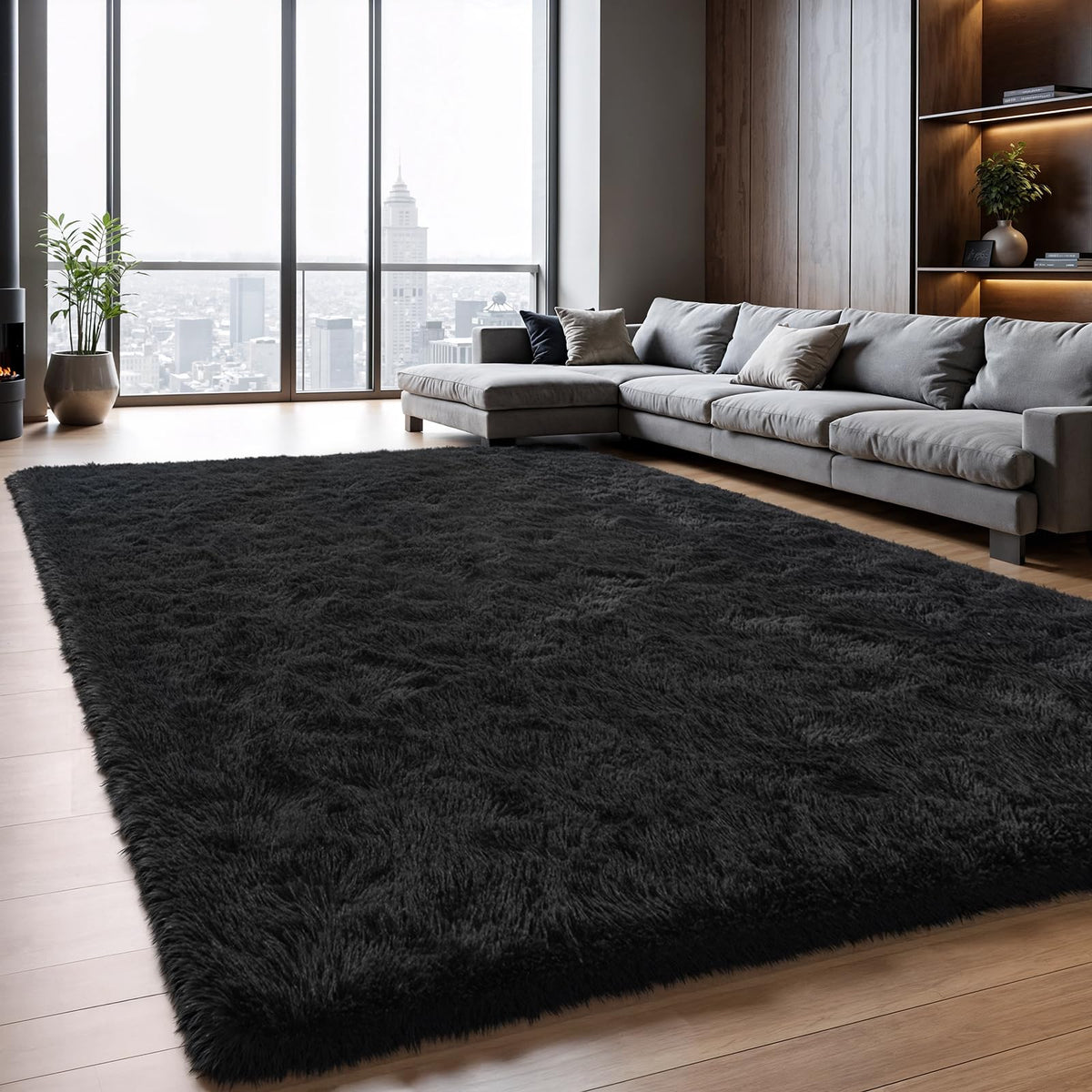 Zentavio 2x6 Runner Rugs for Hallway Shag Soft Bedroom Bedside Rugs Non Slip Fluffy Carpet for Kids Girls Boys Home Decor Aesthetic Dorm Nursery Tie-Dyed Black Grey