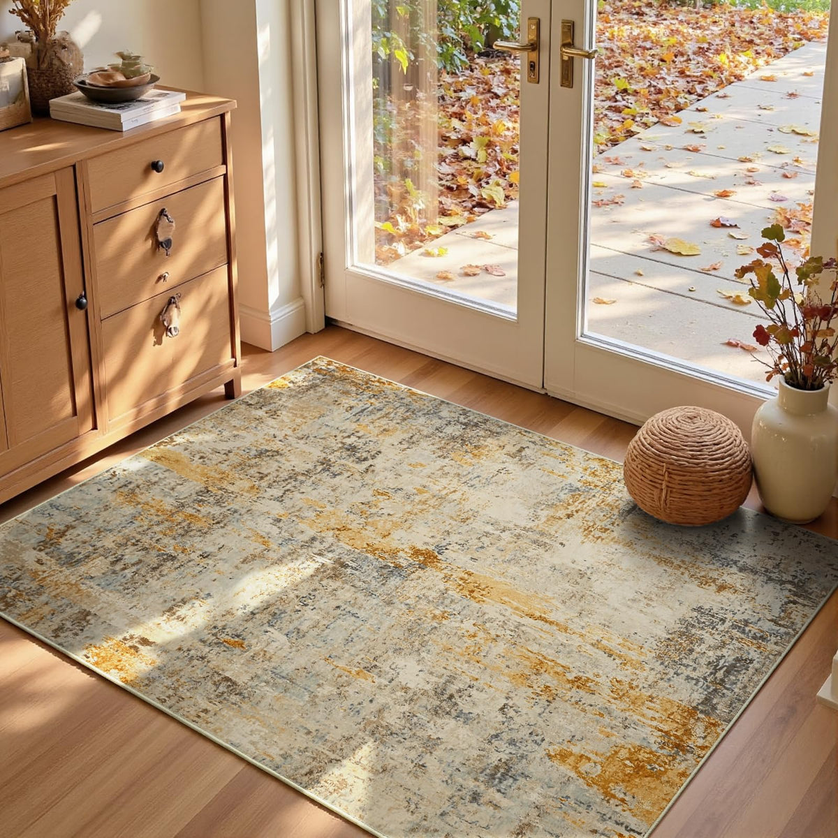 Ompaa 2x6 Rug Runners for Hallways Kitchen Runner Rug Non Slip Washable Grey Long Runner Rugs with Rubber Backing Soft Abstract Carpet Runner for Hallways, Kitchen, Bedroom, Bathroom, Entryway