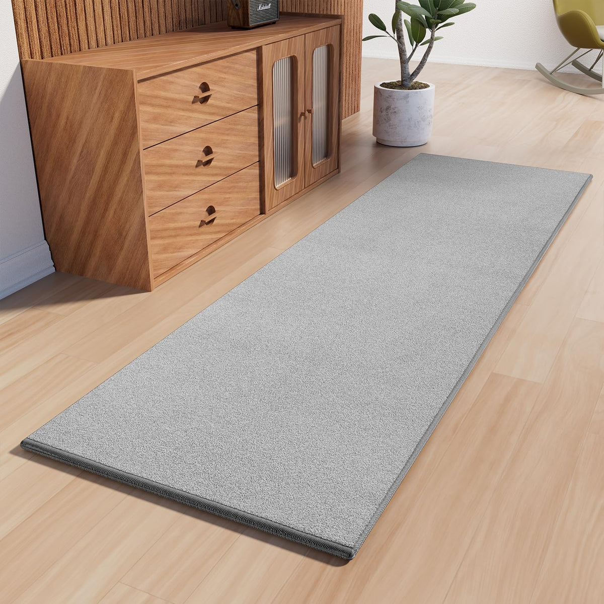 AREDO Runner Rug with Non Slip Rubber Backing 2*6 ft, Washable Soft Floor Carpet for Kitchen, Hallway, Entryway Indoor, Bedroom, Laundry, Low Pile Area Rugs, Solid color with Pointillism style, BLACK