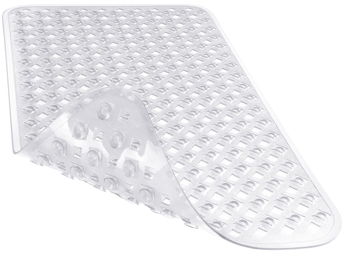 Yimobra Bathtub Mat Non Slip, 35"X16" Shower Mat with Strong Suction Cups & Drain Holes, Long Anti Slip Bath Tub Mat for Inside Shower, Machine Washable Fast Drying, Bathroom Essentials, Clear Blue
