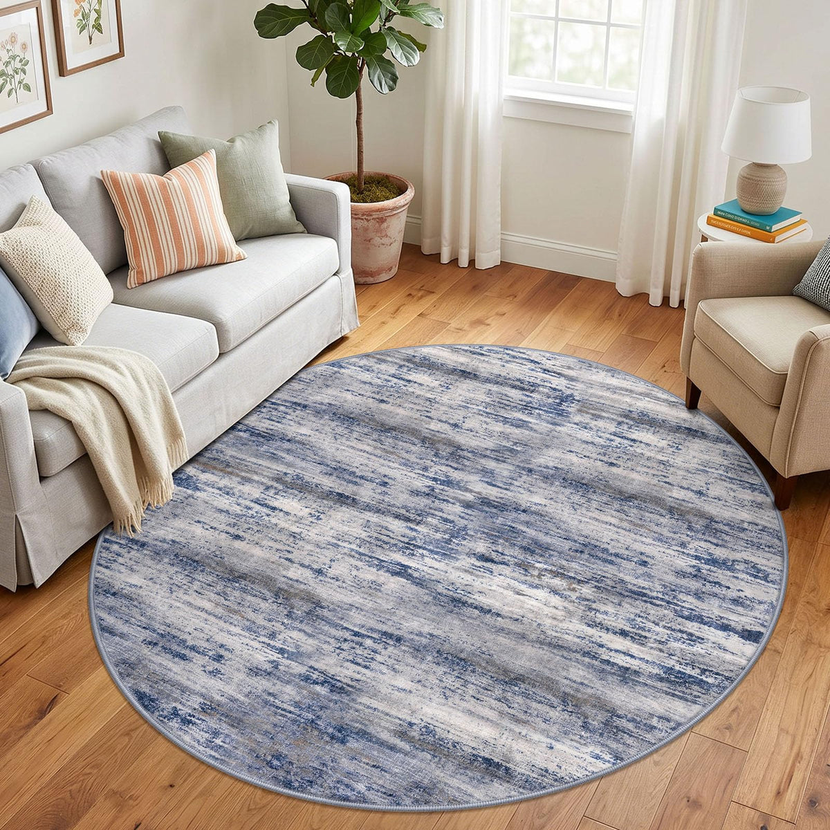KOZYFLY Abstract Entryway Rug 2x3 Washable Door Mat Indoor Blue Beige