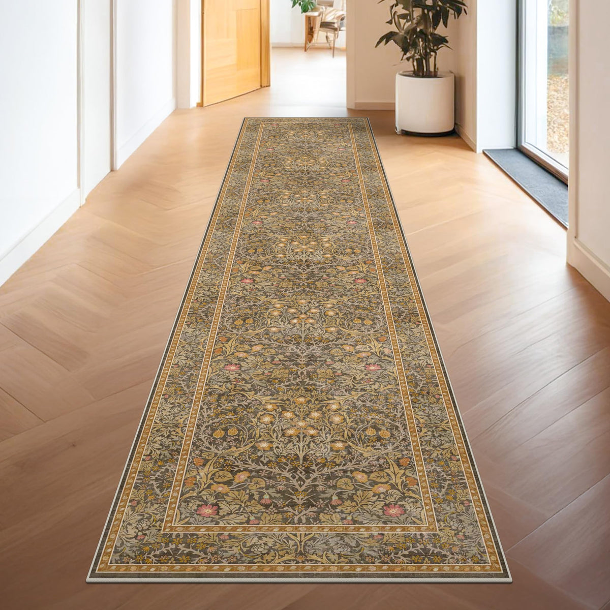 Washable Plum Purple Runner Rug 2x6 - Boho Rug Runner for Bathroom, Kitchen, Indoor Entryway, Low Pile Violet Carpet for Bedroom Bedside, Laundry Room, Hallway Mats for Floor, Stain Resistant
