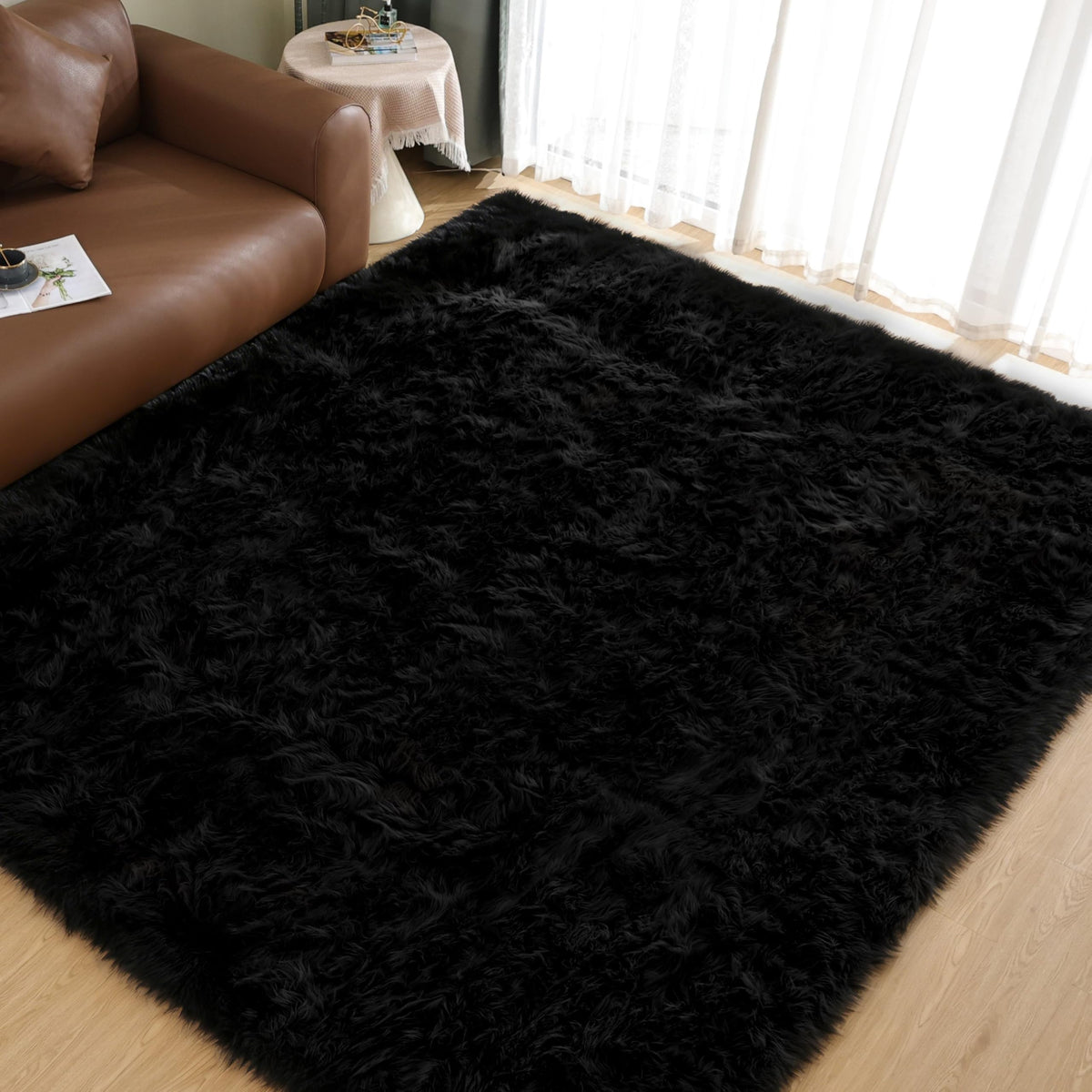 Goolela White Fluffy Faux Fur Rug for Bedroom Faux Sheepskin Rug 2x3 White Fuzzy Furry Bedside Carpet Dining Room Playroom Dorm Small Washable Rectangle