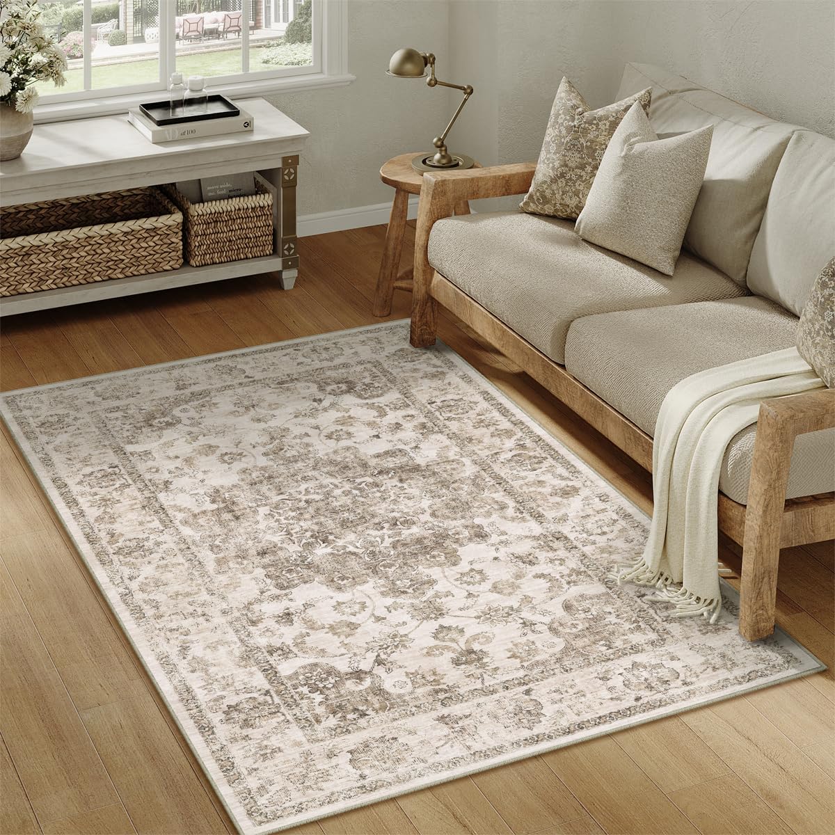 2x3 Beige Neutral Area Rug