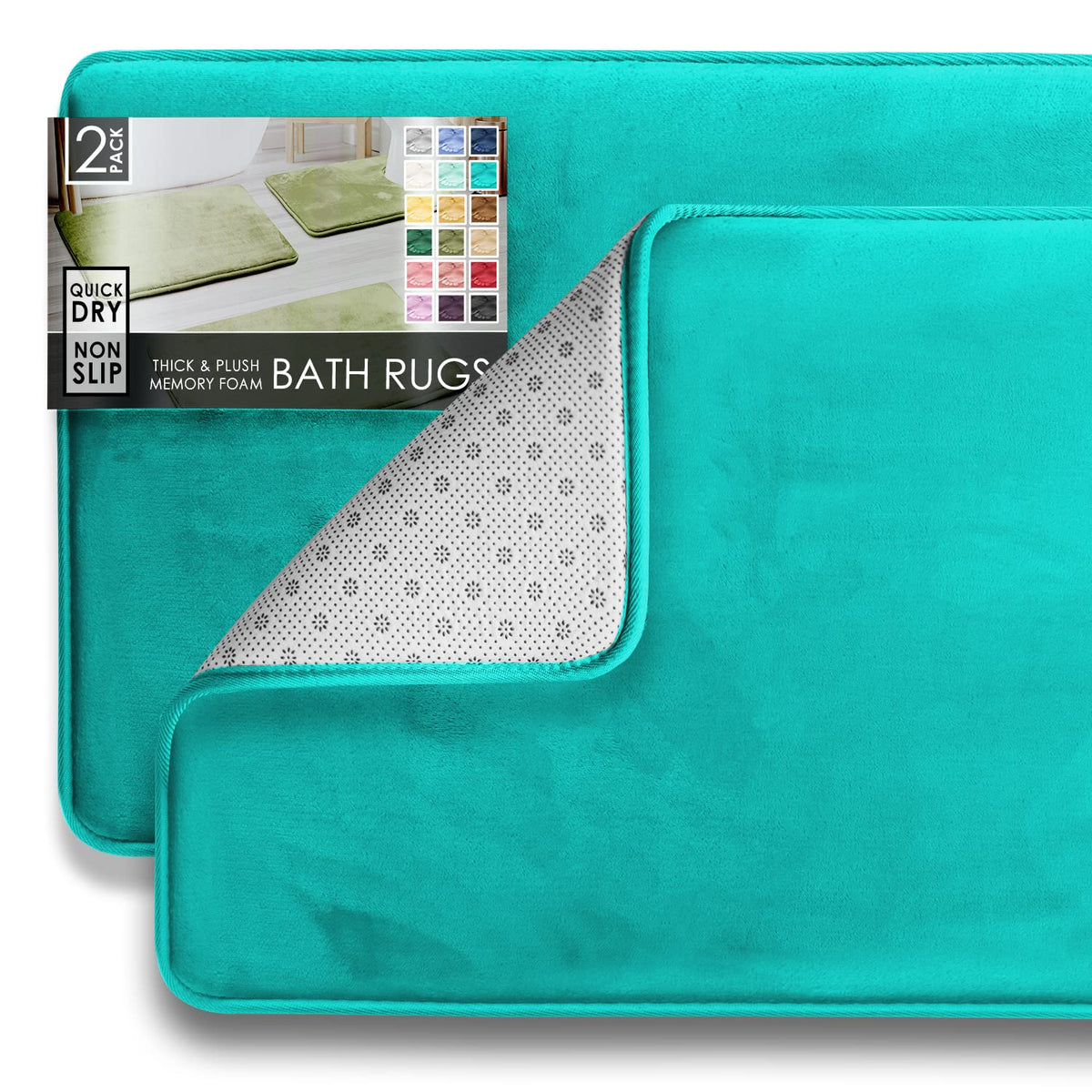Clara Clark 3 Piece Bathroom Rugs Bath Mat Set, Velvet Memory Foam Bath Mats for Bathroom - Non-Slip, PVC Backing Bath Rugs, Washable - Dries Quickly, Grey